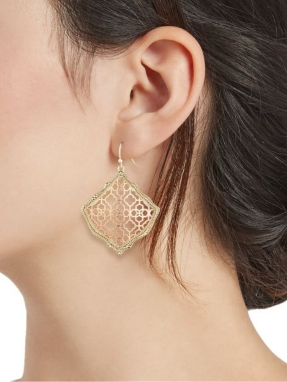 Kendra Scott “Kristen” Drop Earrings - Rose Gold Filigree - Picture 4 of 11